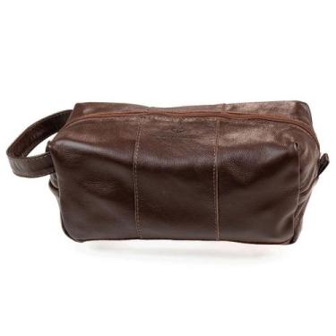 Imagem de Necessaire Burgos Com Alça Em Couro Bovino Organizador Portátil Com Fo