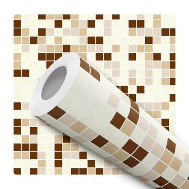 Imagem de Papel De Parede Vinílico Pastilha Bege e Marrom Cozinha 12m - DELIQUAD