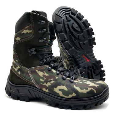 Imagem de Coturno Cano Alto Couro Segurança EPI Camuflado Conforto - BM Brasil, 