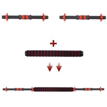 Imagem de Barra Supino Halter com Rosca e Conector Kit 2 em 1 Yangfit