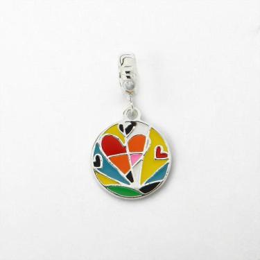 Imagem de Berloque Mandala Coração Esmaltado Colorido Prata 925 - Atraktiva Jóia