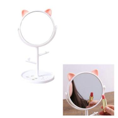 Imagem de Espelho Mesa Penteadeira Gatinho Com Porta Maquiagem Bijuteria Joia Ro