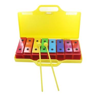 Imagem de Mini Xilofone de Brinquedo Musical Infantil, Xilofone Colorido Com Teclas de Metal de 8 Notas, Inclui Cancioneiro Musical para Crianças