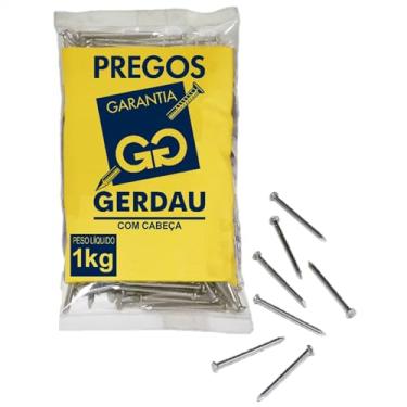 Imagem de Pacote 1Kg Prego Gerdau Aço Polido 18x27 Com Cabeça e Ponta de Diamante Resistente