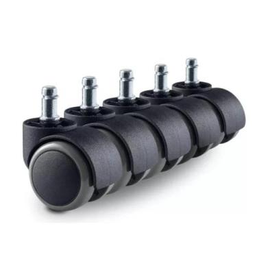 Imagem de Kit 5 Rodízio Cadeira Escritório Preto Com Cinza 50mm Sem Trava - Mixs