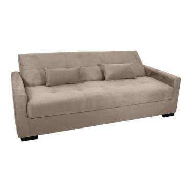 Imagem de Sofá Cama Tone 203cm Reclinável Manual Suede Bege - Sallar Home