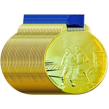 Imagem de Kit 150 Medalhas 3,5cm Futebol Futsal Premiação Faculdade ouro