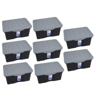 Imagem de Kit 8 Caixas Organizadoras Multiuso C/ Tampa 5 L Preta - Arqplast