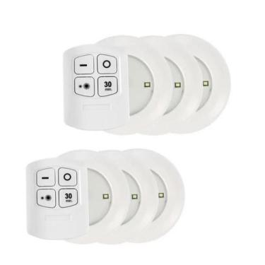 Imagem de Kit 6 Luminárias Led Spot Sem Fio Controle Remoto A Pilha - DS