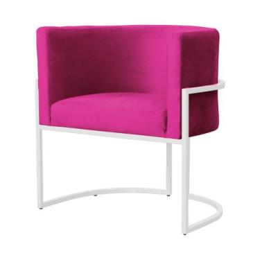 Imagem de Poltrona Decorativa Luana Veludo Rosa Pink Base Branca Ms Decor - Não 