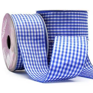 Imagem de Fita Xadrez XT009 38mm com 10 Metros - Fitas Progresso, 214 AZUL ROYAL