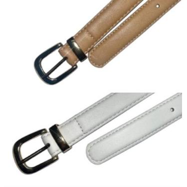 Imagem de KIT 02UN Cinto Feminino Fivela Dourada material sintético Liso Casual 