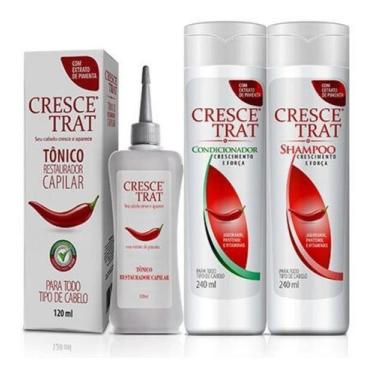 Imagem de Kit Tônico, Shampoo E Condicionador Anti Queda Crescetrat