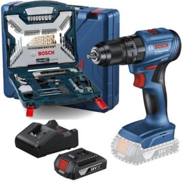 Imagem de Kit Furadeira Parafusadeira Impacto Gsb 185 Li Bosch 103 Pcs