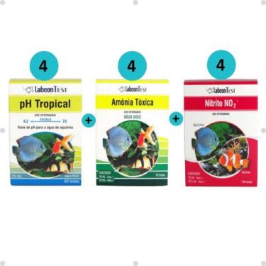 Imagem de Kit 4 Labcon PH Tropical 15ml + 4Labcon Amônia Água Doce + 4Labcon Nit