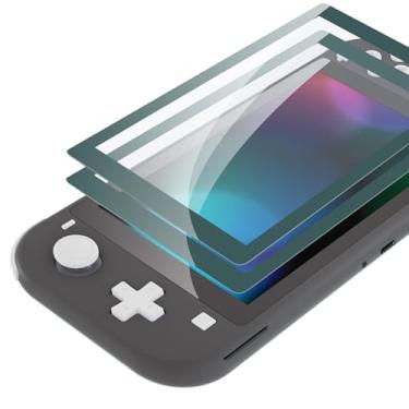 Imagem de eXtremeRate Pacote com 2 películas protetoras Hunter Green Border transparente HD transparente, protetor de tela de vidro temperado para Nintendo Switch Lite [antiarranhões, antiimpressões digitais, à