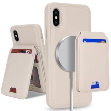 Imagem de SailorTech Capa para iPhone X/XS com suporte para cartão de crédito mag seguro, capa de couro para iPhone Xs para telefone carteira feminina compatível com mag segura carteira destacável 2 em 1 para