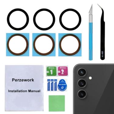 Imagem de Perzework Conjunto de 2 peças de reposição para lente traseira da câmera traseira para Samsung Galaxy S23 FE com adesivo pré-instalado e kit de ferramentas de reparo