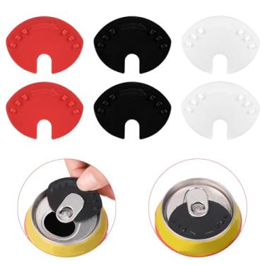 Imagem de 6 peças de tampas de lata de refrigerante, tampa de vedação de lata de plástico mais perto de tampa de lata de refrigerante colorida seladora pode economizar tampa de protetor de lata de bebida