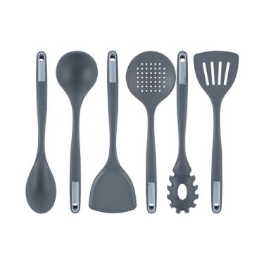Imagem de Conjuntos de utensílios de cozinha Met Lux, 10 conjuntos de utensílios de silicone - 6 peças por conjunto, alta tolerância ao calor, utensílios de cozinha de silicone cinza escuro, para panelas