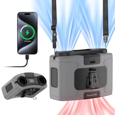 Imagem de Socool 20000mAh Ventilador de Cintura Portátil Clipe no Cinto Vestível Ventoinhas Pessoais Recarregável Operado por Pilha, Ventilador de Refrigeração 40H com 10 Velocidades e Motores Duplos