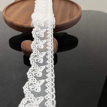 Imagem de Fita de acabamento de renda com ilhó de laço de algodão de 5 metros para costura, artesanato, decoração de casamento, embrulho de presente, 3,5 cm de largura (branco)