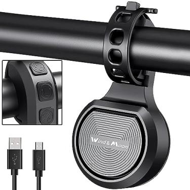 Imagem de Campainha de alarme de bicicleta elétrica Wind & Moon, buzina de scooter, ajustável 80-130dB, campainha de alarme de bicicleta à prova d'água IPX6 Anel de alarme de vibração anti-roubo para montanha/bicicleta de estrada/scooters, recarregável por USB