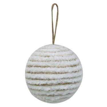 Imagem de Enfeite De Natal Bola Branca C/Alça Arvore/Mesa/Porta 15Cm
