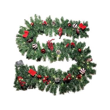 Imagem de Badiman Guirlanda de Natal artificial com pinhas penduradas Guirlanda artificial Decoração de Natal decorativa para árvore de Natal