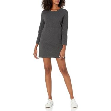 Imagem de Norma Kamali Minivestido feminino com manga 3/4 sob medida, Cinza escuro mesclado, M