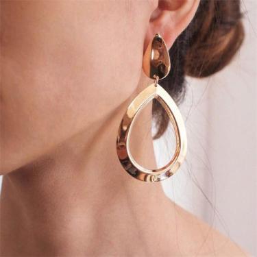 Imagem de Brincos Dourado Sobrepor Delicado Feminino Festa Gold Luxo - anjo da m