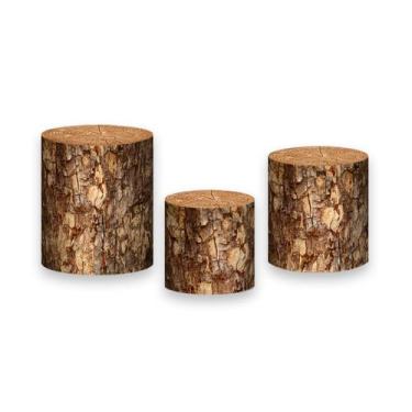 Imagem de Trio De Capa Cilindro - Tronco Efeito Madeira Marrom Realista 030 - Vi
