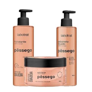 Imagem de Kit Experiência de Banho LABOTRAT Pêssego Esfoliante 300g + Hidratante