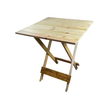 Imagem de Mesa de Bar Dobrável 70x70cm Madeira Natural Sem Pintura - LCG Eletro