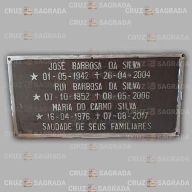 Imagem de Placa em Alumínio Túmulo Jazigo Lápide Cemitério sem Foto para 3 Pesso