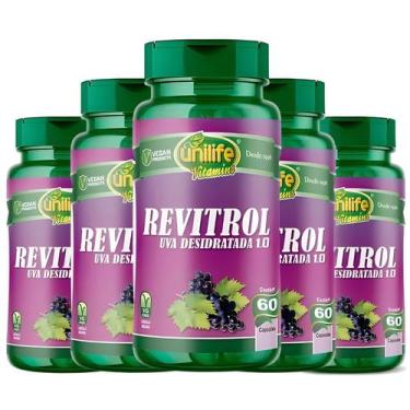 Imagem de Kit C/ 5 Un De Sem. Uva Revitrol Resveratrol Premium 500mg 300 Caps - 