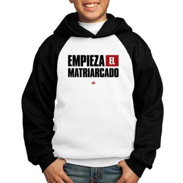 Imagem de Moletom Infantil Empieza el matriarcado! - Foca na Moda, Branco, Preto