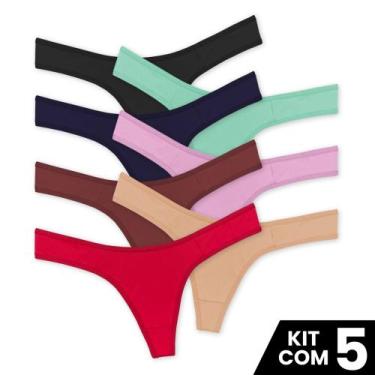 Imagem de Kit 5 Calcinhas Confortável Microfibra Fio Dental Surreal Sensual Perf