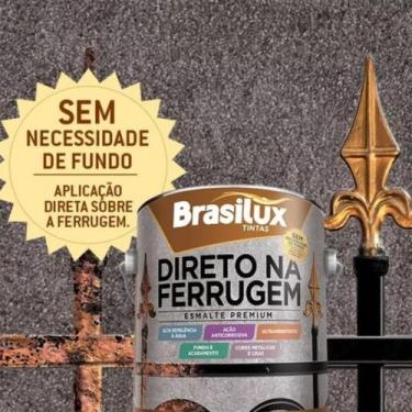 Imagem de Tinta Esmalte Premium Direto na Ferrugem Brasilux Cor Preto 3,6 Litros