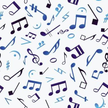 Imagem de Papel de Parede Temático Notas Musicais em Tons Azuis 3,0m - DEKAL DEC