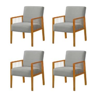 Imagem de Kit 4 Poltronas Decorativa Base em Madeira Maciça e Corda Náutica Copa