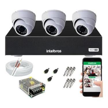 Imagem de Kit Cftv 3 Câmeras Segurança Dome Ir Dvr Mhdx 1104 Intelbras