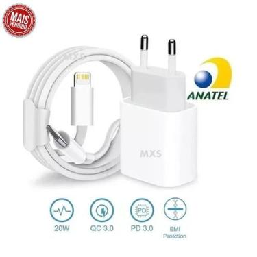 Imagem de Carregador De Parede Turbo 20w  Cabo Lightning  Tipo C Cor Branco Comp