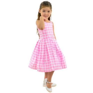 Imagem de Vestido Barbie Xadrez Vintage: Deixe sua Filha Brilhar - Moderna Menin