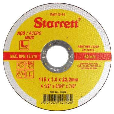 Imagem de 48und disco starrett corte 115x1,0x22,2mm (4.1/2"x3/64"x7/8")