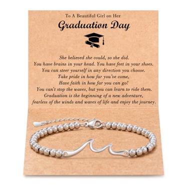 Imagem de Tarsus Presentes de formatura para ela, através das ondas da vida, turma de 2024, 8ª série, ensino médio, universitárias, mestrado, pulseira de formatura para amiga, filha, irmã, neta..., average, Aço