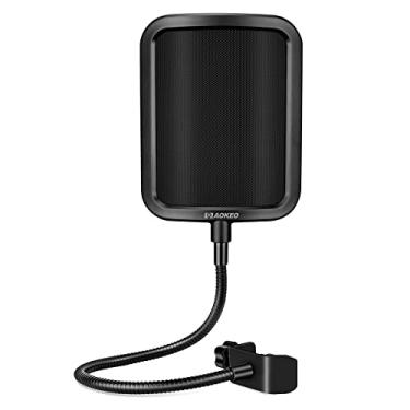 Imagem de Aokeo Filtro pop de metal, 2023 novo para-brisas de microfone de camada de malha de metal para Hyperx QuadCast, Blue Yeti e outros microfones, escudo pop com braço de estabilização de clipe de pescoço
