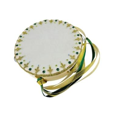 Imagem de Esquirla Pandeiro de balé verde, acessório de dança, instrumento musical, percussão manual, pandeiro artesanal para jogos, festas, dança ktv, 8 Inch