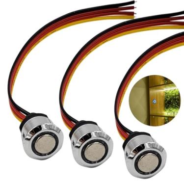 Imagem de HAMRVL Pacote com 3 interruptores de LED para luzes LED DC 5-24V, interruptor de regulação de intensidade de luz de LED para camper, armário, automóvel, orifício de montagem de 17 mm