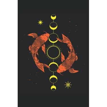Imagem de Koi Carp Moon Phase Astrology Ying Yang Anti Stress Japan Fish Garden Pond: PUZZLE BOOK - Funny Japan Souvenir Fish Koi Gift, Gift Idea - A5 (6x9) - ... Puzzle, Note, Book, Sketch, Planner, Boredom